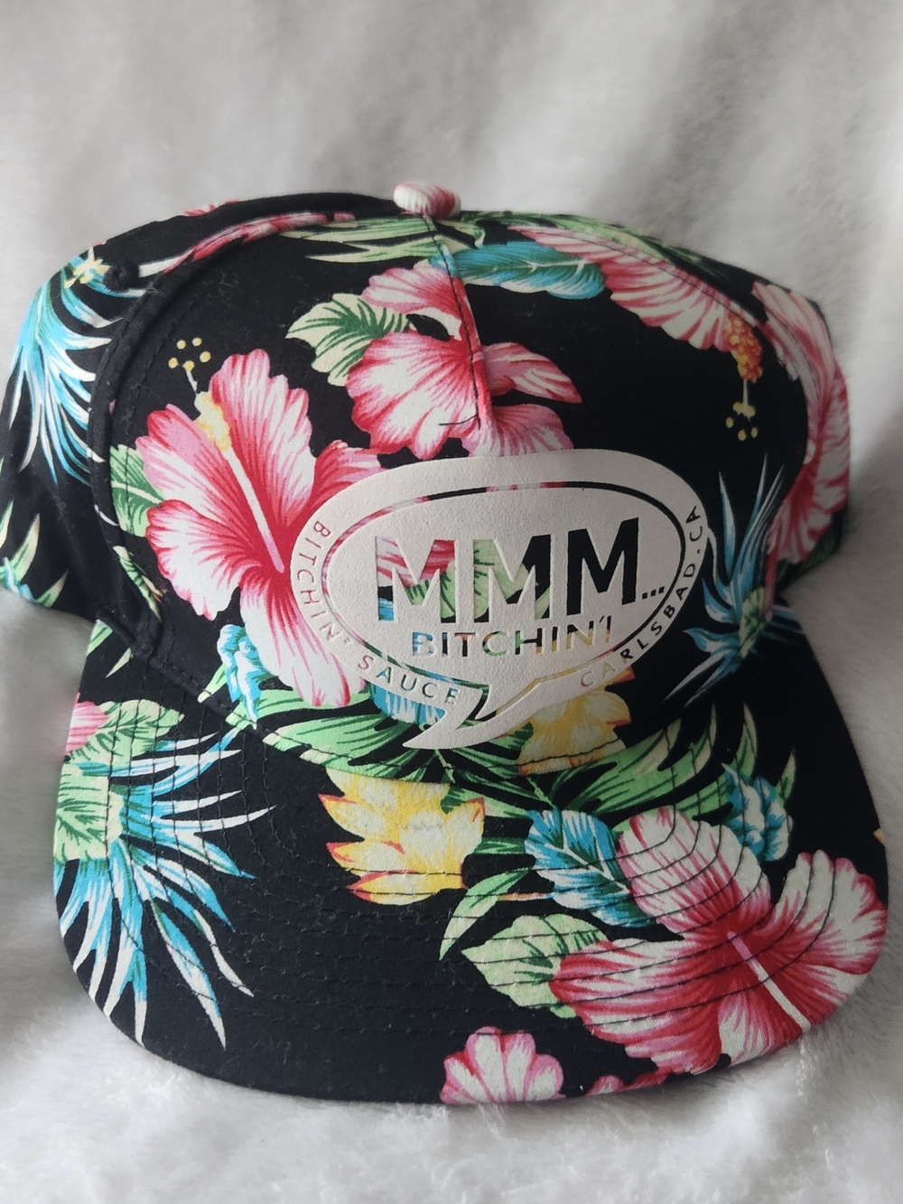 MMM Bitchin' Floral Kids Snapback Hat - Black & Tropical Print